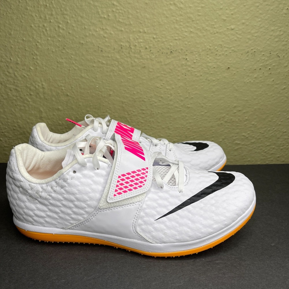 Nike Zoom High Jump Elite Size 9.5 Track Spikes Shoes White Mango Pink 806561102